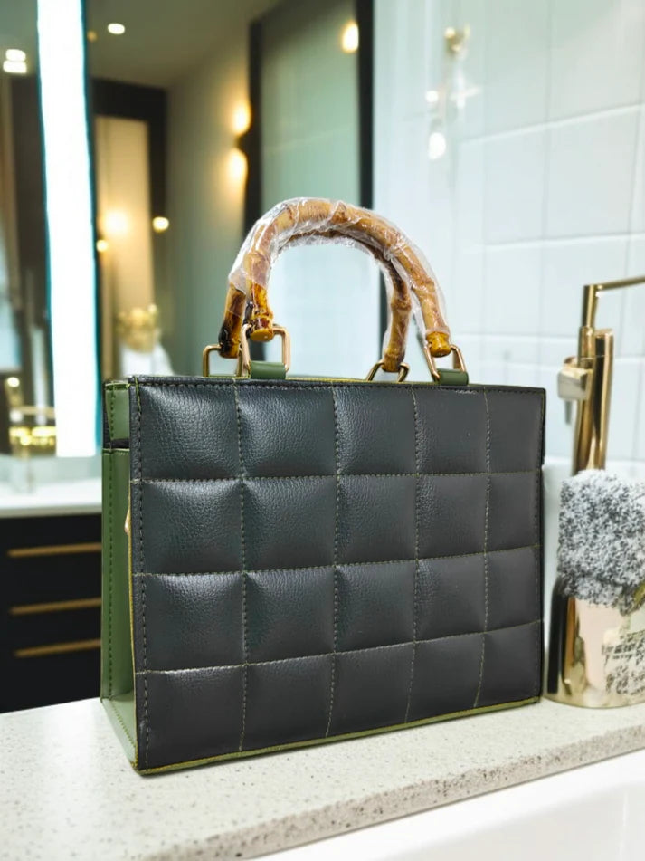 Cross Stitch Leather Box Bag – Stylish Handbag for Women in Pakistan